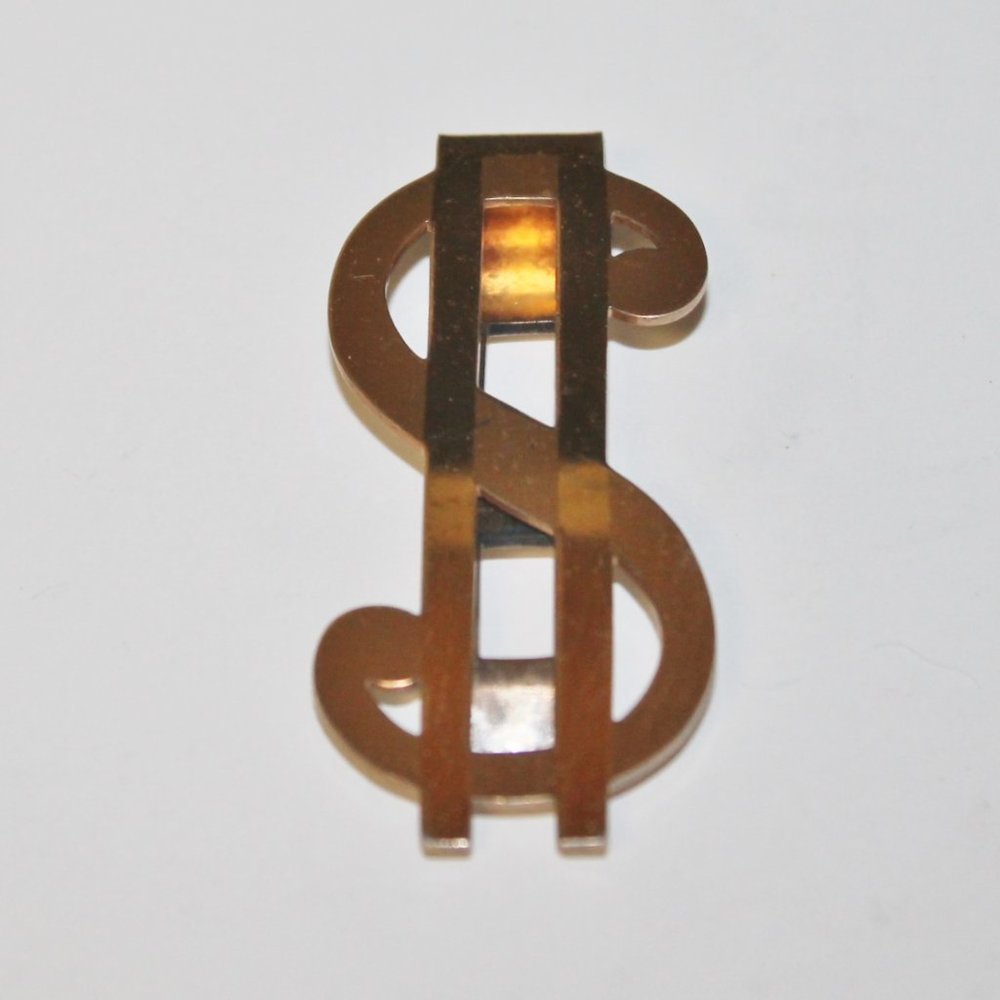 Vintage 50's 60's  Bold Heavy 12K Gold Filled Dollar Sign SO Money Clip